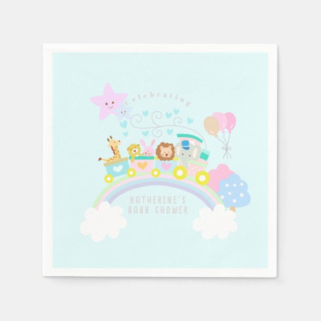 Tåg Animals Blue Pappersservett (Framsidan)