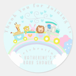 Tåg Animals Blue Runt Klistermärke