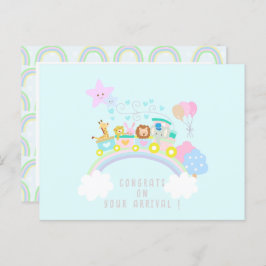 Tåg Animals Blue Vykort