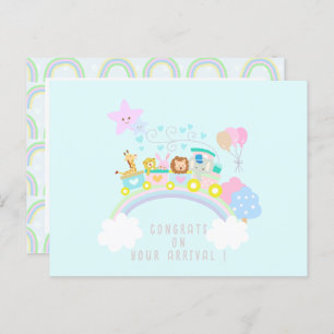 Tåg Animals Blue Vykort