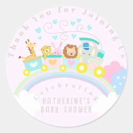 Tåg Animals Rosa Runt Klistermärke