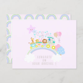 Tåg Animals Rosa Vykort