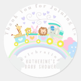 Tåg Animals White Runt Klistermärke