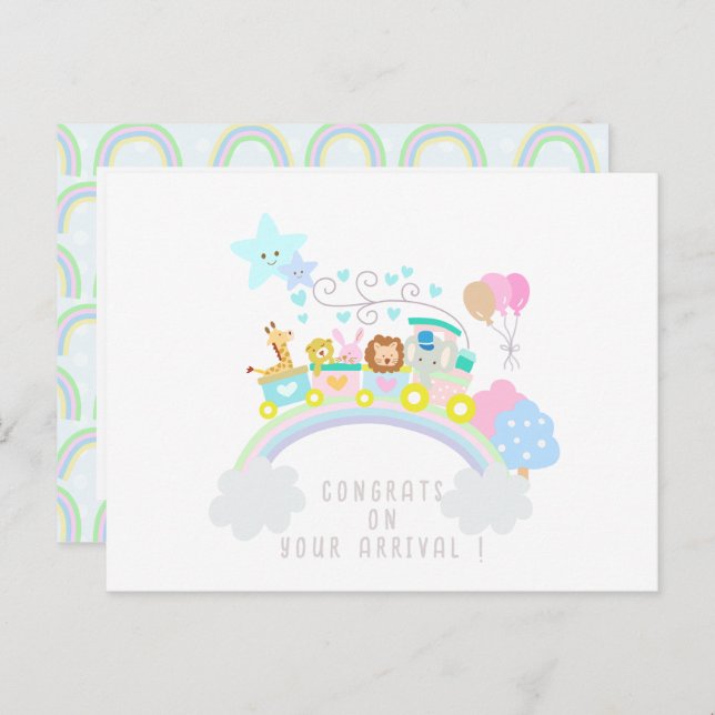 Tåg Animals White Vykort (Fram/baksida)