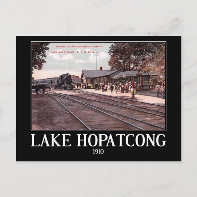 Tåg Arriving, Sjö Hopatcong, NJ Vintage Vykort (Framsida)