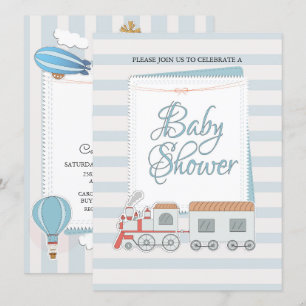 Tåg Baby Shower Inbjudan