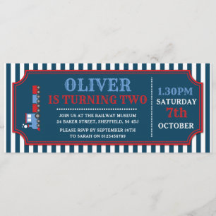 Tåg biljett födelsedagsfest inbjudan