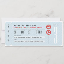 Tåg biljett födelsedagsfest inbjudan