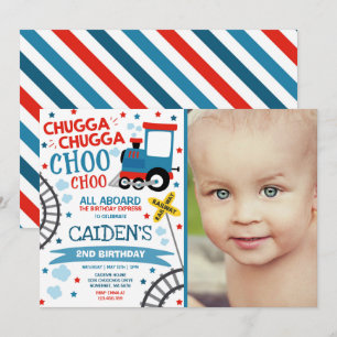Tåg Birthday Inbjudan Chugga Chugga Choo Choo