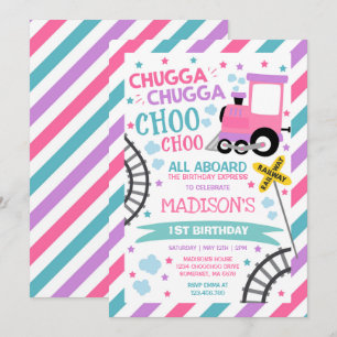 Tåg Birthday Inbjudan Chugga Chugga Choo Choo