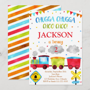 Tåg Birthday Inbjudan Chugga Chugga Choo Choo