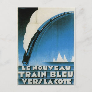 Tåg Bleu Cote d'Azur Fransk Art Deco Travel Vykort