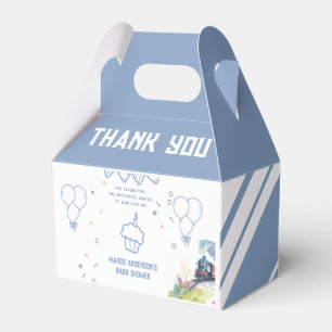Tåg Blue Balloons Boy Whimsical Baby Shower Presentaskar