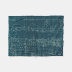 Tåg Blueprint I Fleecefilt