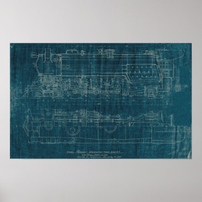 Tåg Blueprint I Poster (Framsidan)