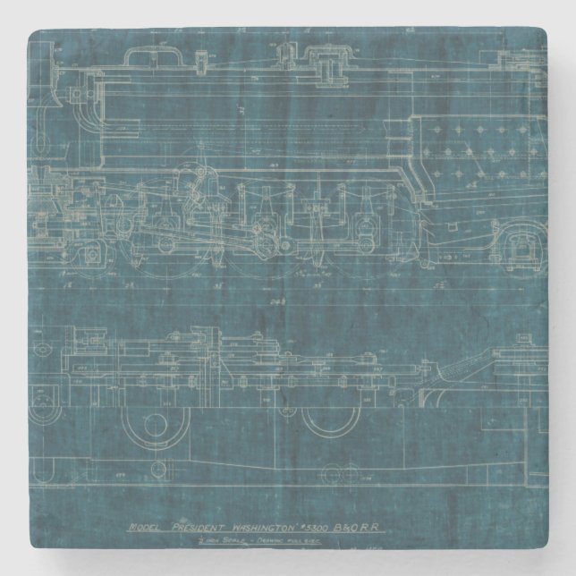 Tåg Blueprint I Underlägg Sten (Framsidan)