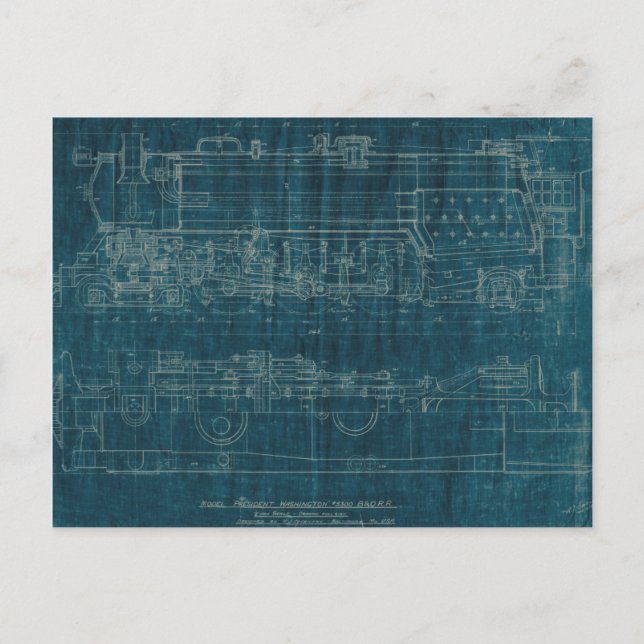 Tåg Blueprint I Vykort (Framsida)