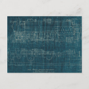 Tåg Blueprint I Vykort