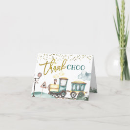 Tåg Boy 2:a födelsedag-Tack-mappat kort