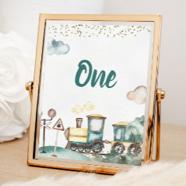 Tåg Boy Birthday-Bordsnummer Card Poster