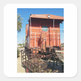 Tåg Caboose Fyrkantigt Klistermärke