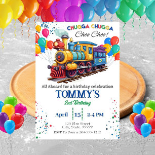 Tåg Choo Choo Birthday bjudande Inbjudningar