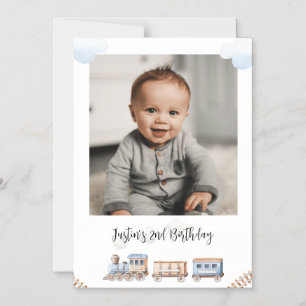 Tåg Chugga två två foto-födelsedagen Hälsning Magnetisk Inbjudningskort