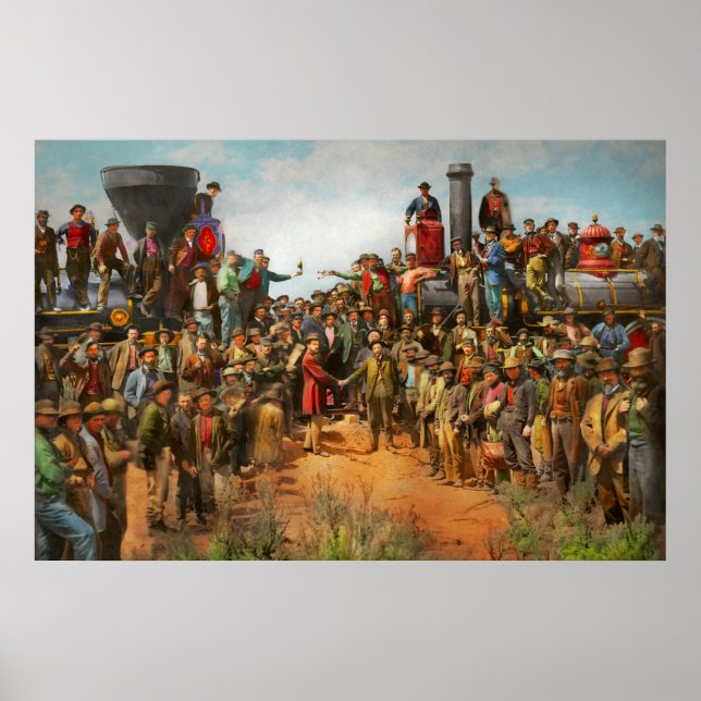 Tåg - Civil - Champagnefoto 1869 Poster (Framsidan)