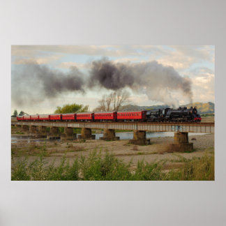 Tåg Crossing Otaki River Poster