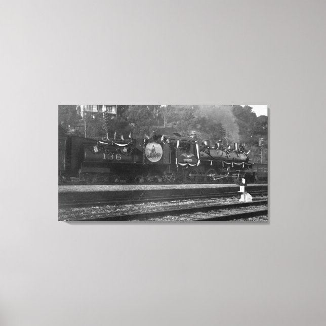 Tåg Donning USA Flaggor Canvastryck (Framsida)