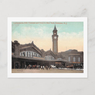 Tåg & Ferry Terminal, Hoboken, NJ 1912 Vintage Vykort