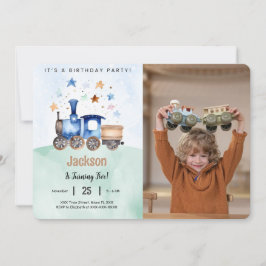 Tåg Födelsedagsfest Foto Inbjudningar