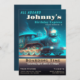 Tåg Födelsedagsfest inbjudan