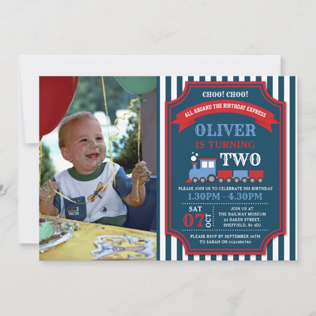 Tåg födelsedagsfest inbjudan (Framsida)