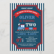 Tåg födelsedagsfest inbjudan