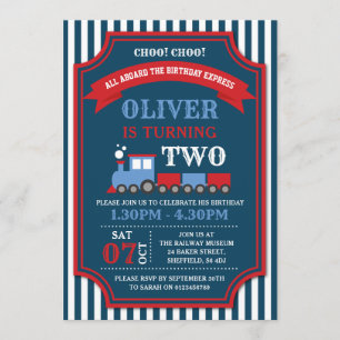Tåg födelsedagsfest inbjudan