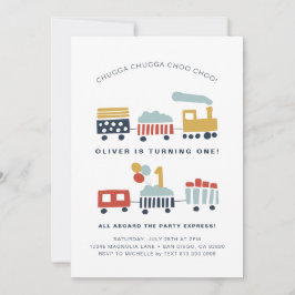Tåg Födelsedagsfest inbjudan ・ 1