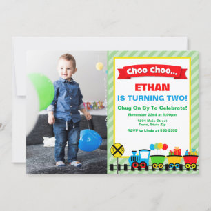 Tåg Födelsedagsfest inbjudan Choo Choo Choo