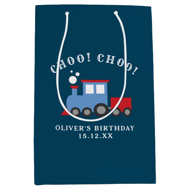 Tåg födelsedagsfest presentsäck (Framsidan)