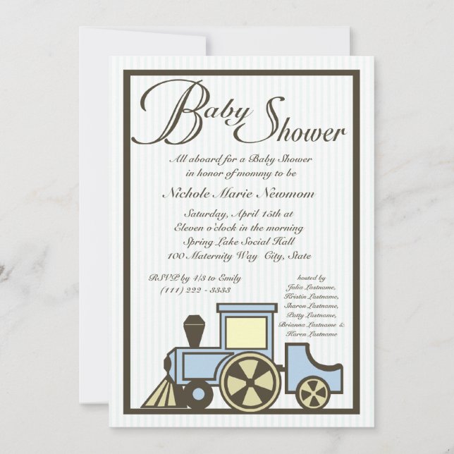 Tåg för baby shower inbjudningar (Framsida)