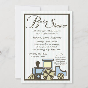 Tåg för baby shower inbjudningar