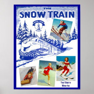 Tåg för Boston & Maine järnvägsnö reser affischen Poster