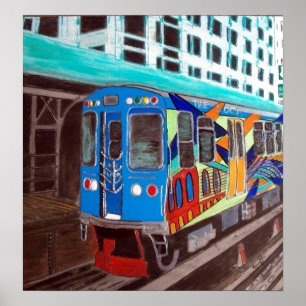 Tåg för Chicago grafittiEl Poster