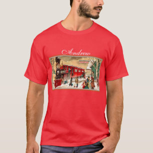 Tåg för vintagejulhelgdag tee
