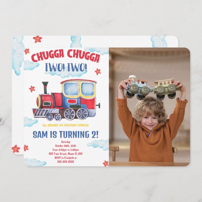 Tåg Foto Inbjudningar (Fram/baksida)