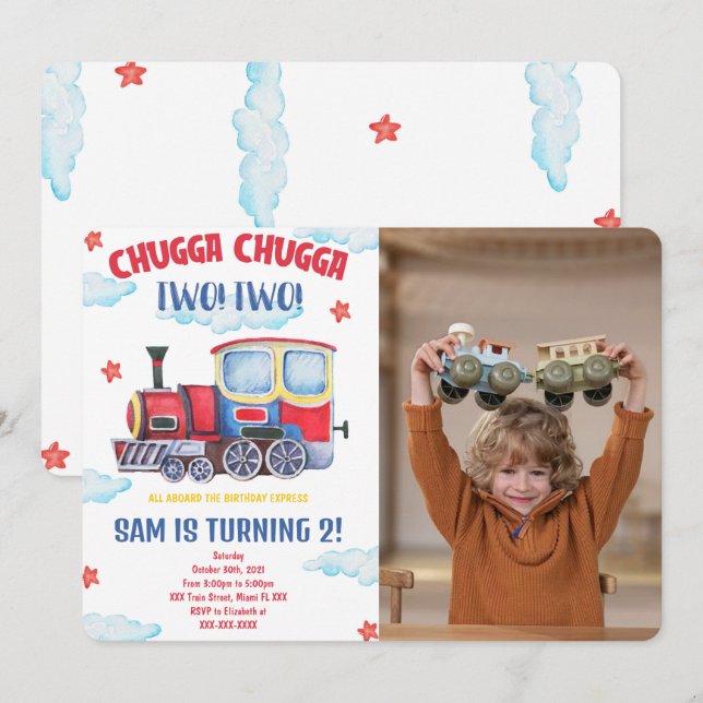 Tåg fotoförsäljningar inbjudningar (Fram/baksida)