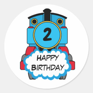 Tåg Grattis på födelsedagen, rund Sticker Runt Klistermärke