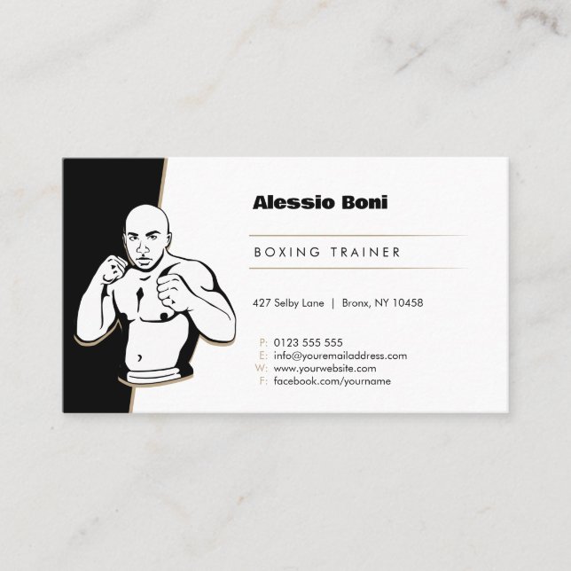 Tåg hard | Boxing Trainer Visitkort (Framsida)