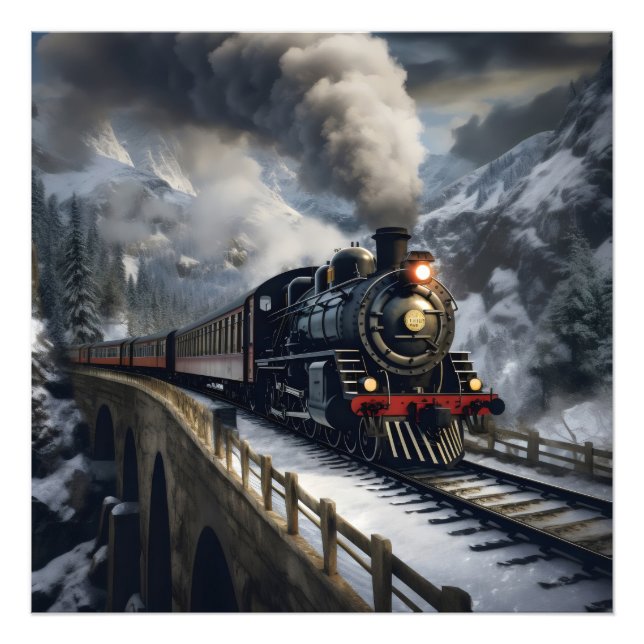 Tåg i bergen fototryck (Framsidan)