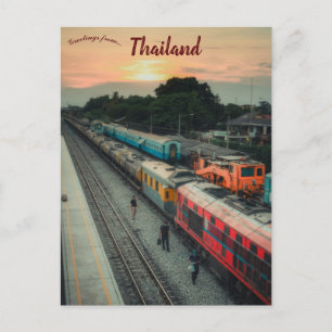 Tåg i Chachoengsao Thailand Vykort